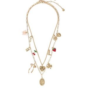 PINK Victoria's Secret Gold Multi-Charm Necklace